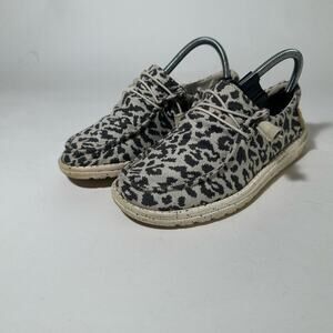 Hey Dude  Wendy Cheetah Print Loafers with Soft Canvas Upper and Flexible Sole